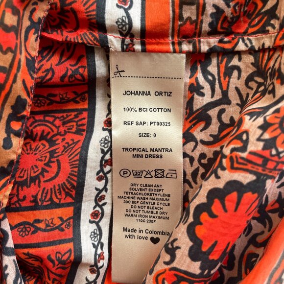 Johanna Ortiz Tropical Mantra Mini Dress Blockprint Fiesta Red Size 0 NEW NWT - Picture 9 of 13